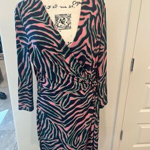 Anne Klein Vibrant Pink and Black Zebra Print Dress